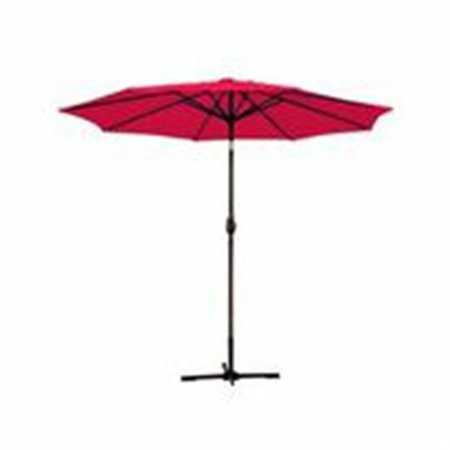 JECO 9 Ft. Aluminum Patio Market Umbrella Tilt with Crank - Red Fabric & Bronze Pole UBP94-UBF91